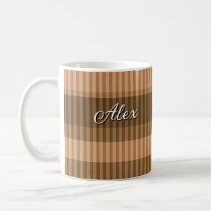 Caneca De Café Formas de cor bege castanho lisas com padrão verti