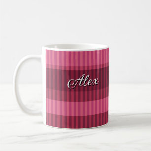 Caneca De Café Formas de corais vermelhos com striping vertical