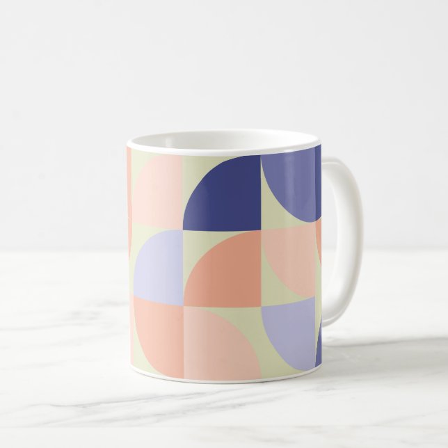 Caneca De Café Formas de Design gráfico geométrico | Roxo e Coral (Frente Esquerda)