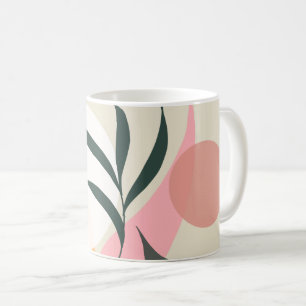 Caneca De Café Formas de Ilustração de Planta Abstrata Verdejante