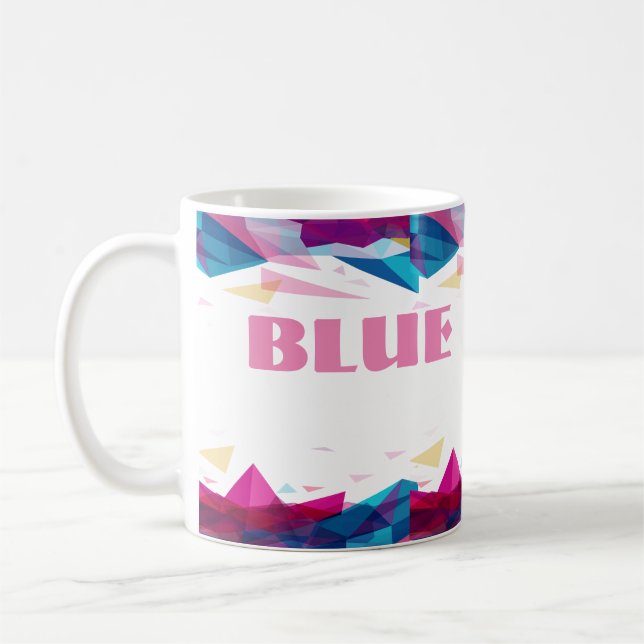 Caneca De Café Formas de visão cor-de-rosa azul (Esquerda)