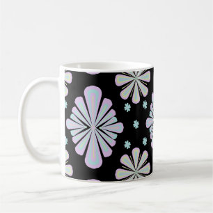 Caneca De Café Formas florais pastéis em um fundo preto