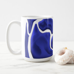 Caneca De Café Formas Fluidas Azuis Abstratas – Arte Moderna 3D