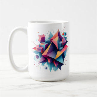 Caneca De Café Formas futurísticas Abstrato Geométricas com Neon