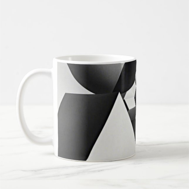 Caneca De Café Formas geométricas de cinzas brancas pretas (Esquerda)