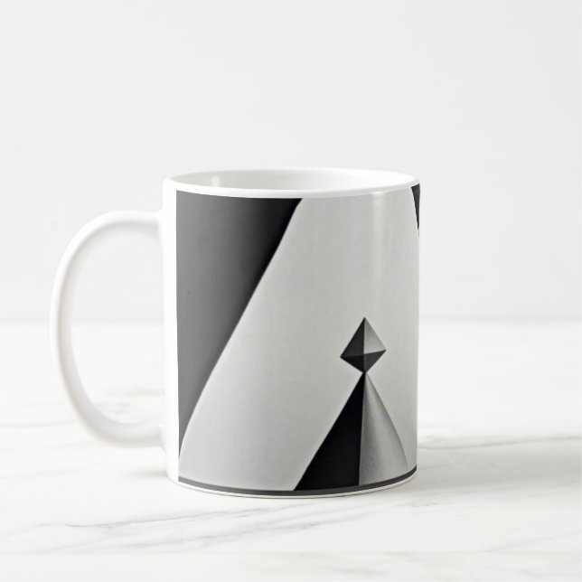 Caneca De Café Formas geométricas de cinzas brancas pretas (Esquerda)