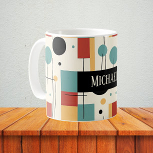 Caneca De Café Formas Geométricas Modernas com Nome