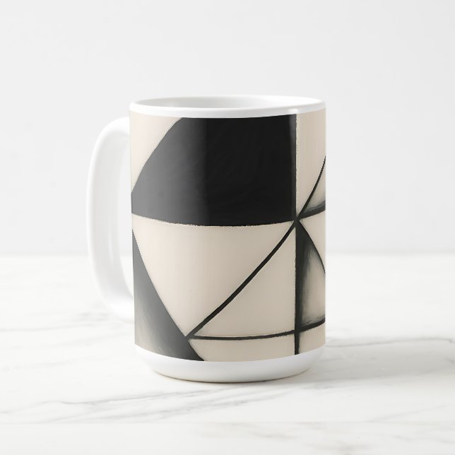 Caneca De Café Formas Geométricas Monocromáticas Ousadas (Frente Esquerda)