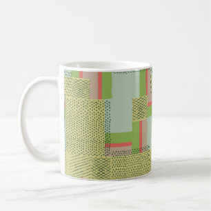 Caneca De Café formas geométricas simples de vintage e pincelada