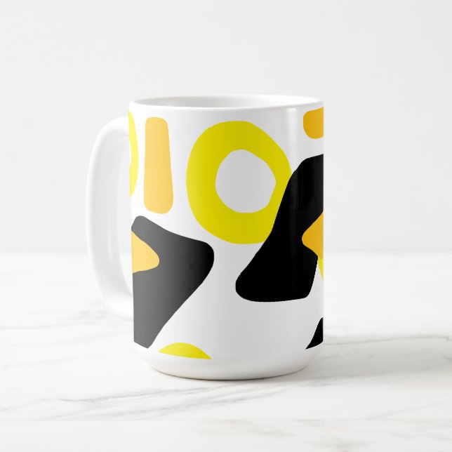 Caneca De Café Formas modernas abstratas laranja amarelo preto (Frente Esquerda)