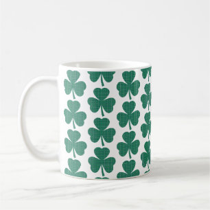 Caneca De Café Formato de Trevo Xadrez Verde Clássico
