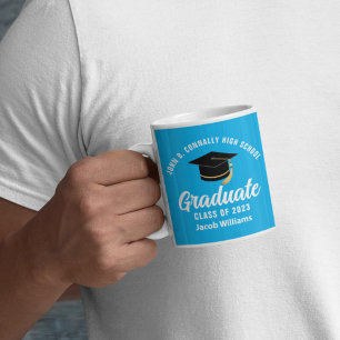 Caneca De Café Formatura Azul Céu Fofa Personalizada de Graduação