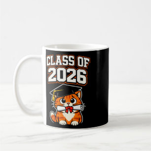 Caneca De Café Formatura da Turma de 2026 Gato Diploma Cartoon
