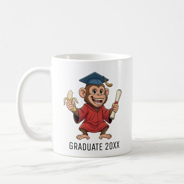 Caneca De Café Formatura de Macaco Personalizada (Esquerda)