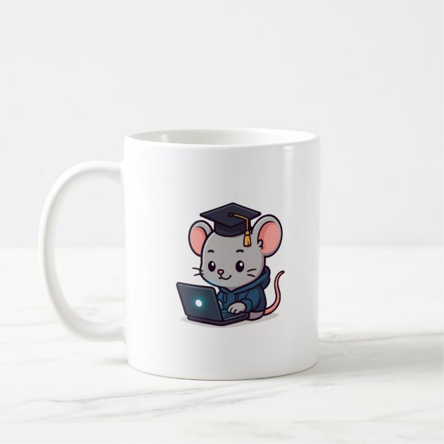 Caneca De Café Formatura de Programador Rato Engraçado Kawaii (Esquerda)