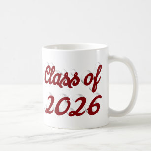 Caneca De Café Formatura em letra cursiva burgundy da turma de 20