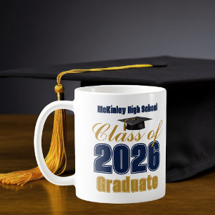 Caneca De Café Formatura Navy Blue Gold Turma de 2026