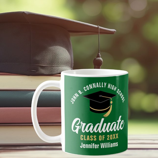 Caneca De Café Formatura Personalizada Verde Branco Graduado (Criador carregado)