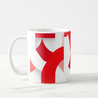 Caneca De Café 🔴 Formes Géométriques en Rouge et Blanc ⚪