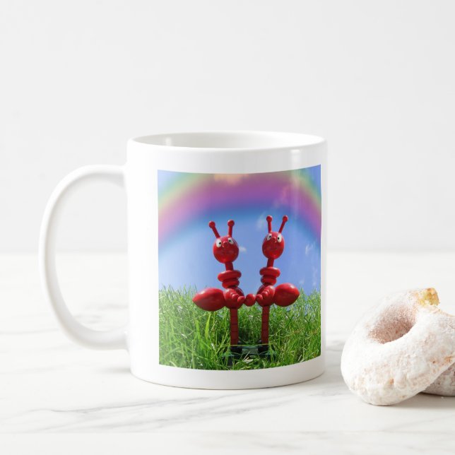 Caneca De Café Formigas na Grama - Melhores Amigos (Com Donut)