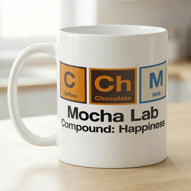 Caneca De Café Fórmula de Café Periódica Divertida Mocha Lab (Criador carregado)