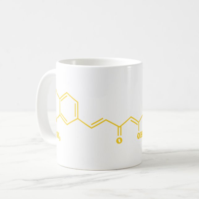Caneca De Café Fórmula química molecular da curcumina turmérica (Frente Esquerda)