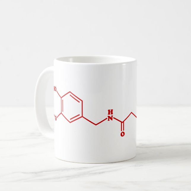 Caneca De Café Fórmula Química Molecular de Capsaicina (Frente Esquerda)