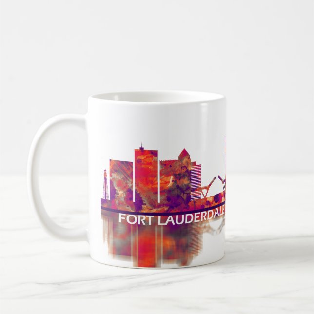 Caneca De Café Fort Lauderdale Florida Skyline (Esquerda)
