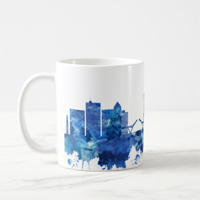 Caneca De Café Fort Lauderdale Florida Skyline Blue (Esquerda)