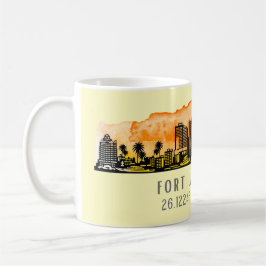 Caneca De Café Fort Lauderdale Skyline & Coordenadas