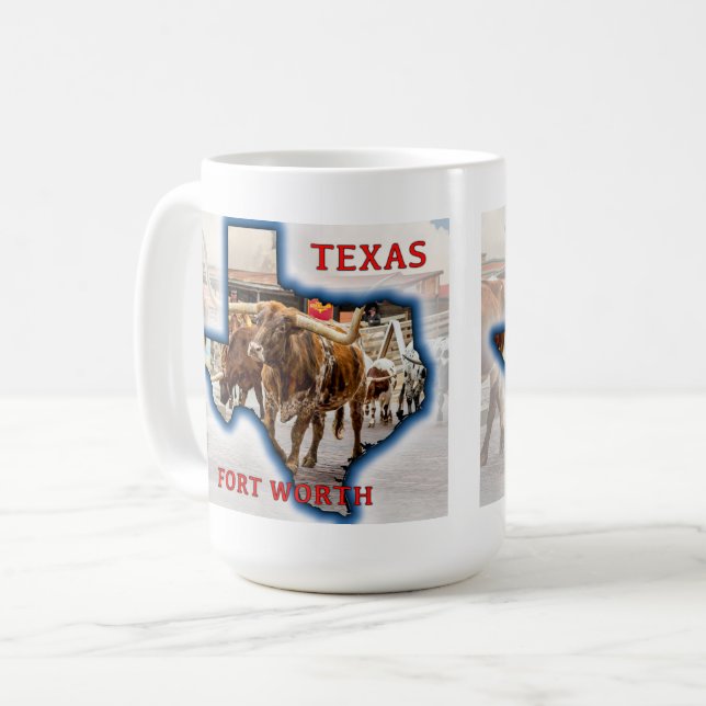 Caneca De Café Forte Worth Stock Yards, Texas, Mug (Frente Esquerda)