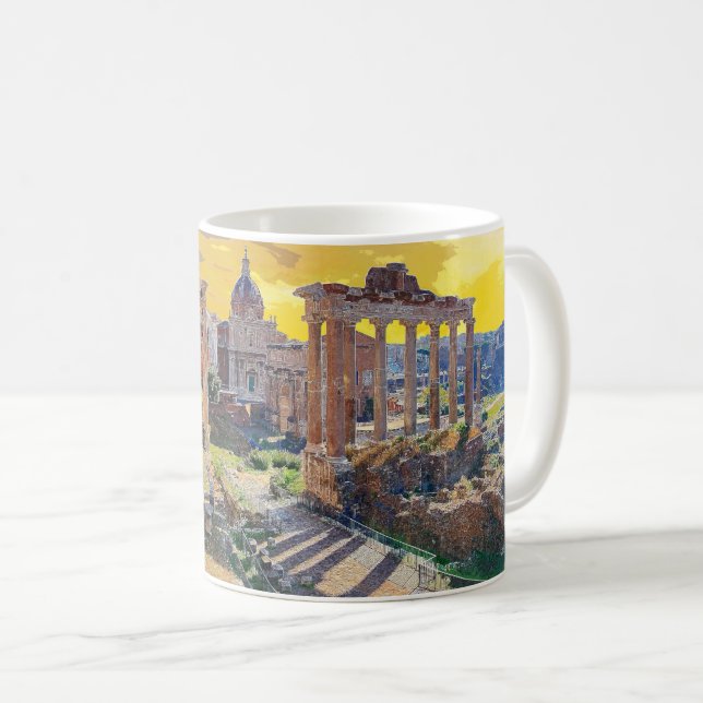 Caneca De Café Fórum de Roma Arquitetura Românica Itália #3 (Frente Esquerda)