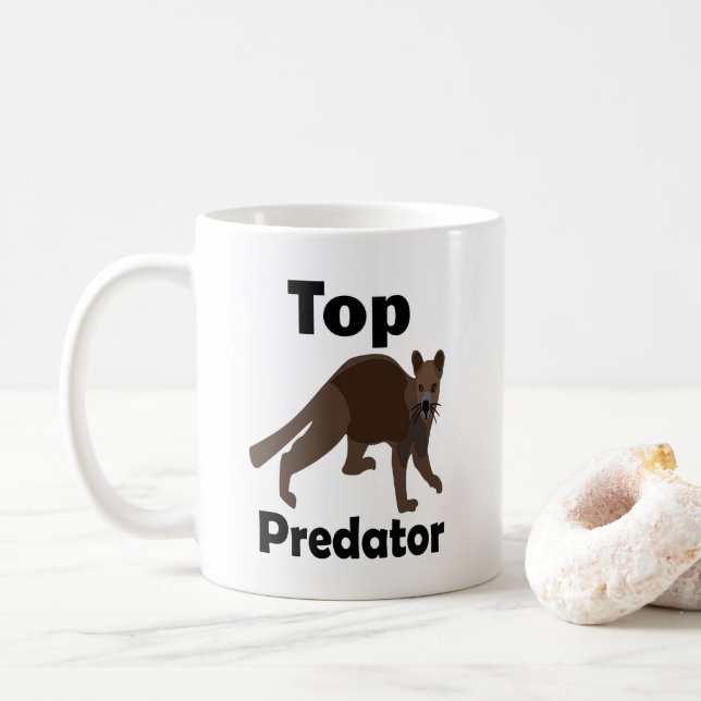 Caneca De Café Fossa Carnívoro Predador de Madagascar (Com Donut)