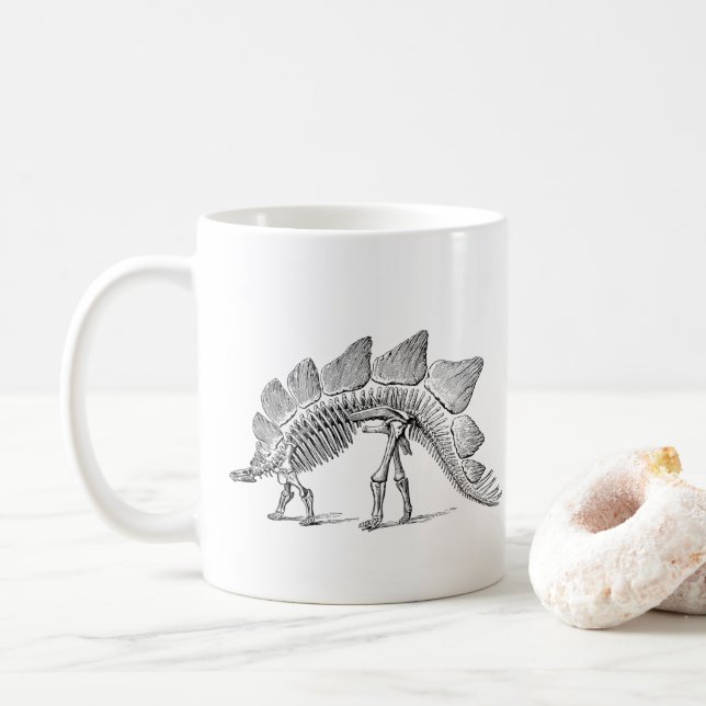 Caneca De Café Fóssil de esqueleto de dinossauro Stegosaurus (Com Donut)