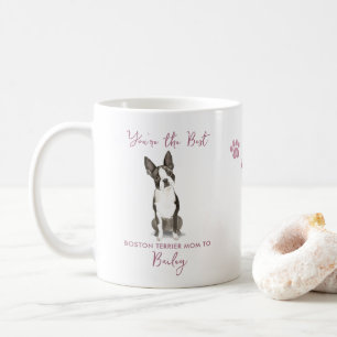 Caneca De Café Foto Adorável de Boston Terrier em Aquarela para a
