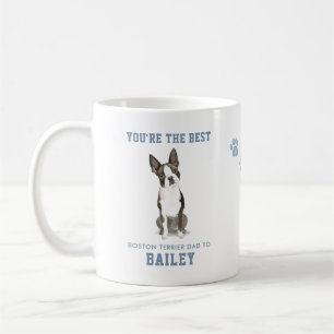 Caneca De Café Foto Adorável de Papai de Boston Terrier em Aquare