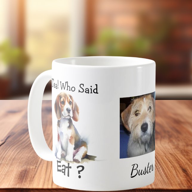 Caneca De Café Foto & Beagle Engraçado Personalizar (Elegant funny BEAGLE Graphic with room to upload your Beagles photo and a ew words.)