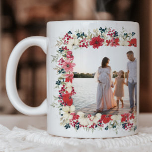 Caneca De Café Foto botânica de natal floral clássica e exuberant