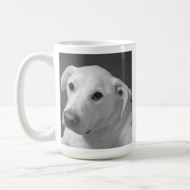 Caneca De Café Foto branca e negra de um lindo cão com alma (Esquerda)