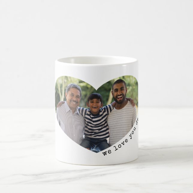Caneca De Café Foto cardíaca Amo-te Pai ou mãe (Centro)