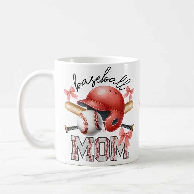 Caneca De Café Foto Chic Baseball MãeMug Personalizada (Esquerda)