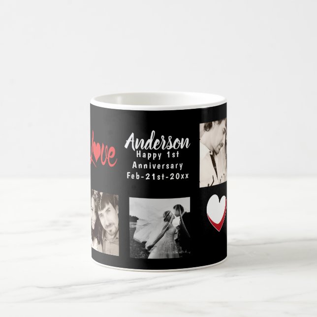 Caneca De Café FOTO COLAGEM 20 30 25 Aniversário preto (Centro)