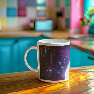 Caneca De Café Foto Completa da Galáxia Cluster Roxa Celestial