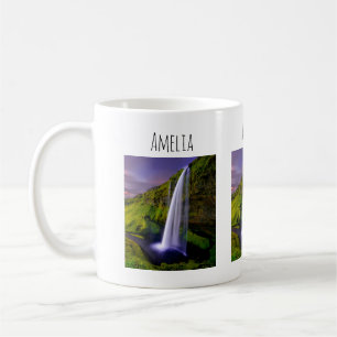 Caneca De Café Foto da Cachoeira Islandesa Verde Natureza