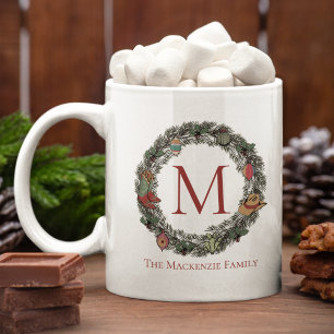 Caneca De Café Foto da Família Country Christmas Wreath