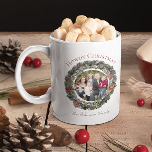 Caneca De Café Foto da Família Country Christmas Wreath