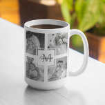 Caneca De Café Foto da família de colagem de tendências - preto e<br><div class="desc">Apresentando nossa Trendy Collage Cinco Famílias de Foto Preta e Branca com o Início no Centro. Esta colagem personalizada e na moda é a maneira perfeita de mostrar as memórias queridas da sua família de uma forma moderna e elegante. Apresentando um elegante esquema de cores preto e branco, esta colagem...</div>
