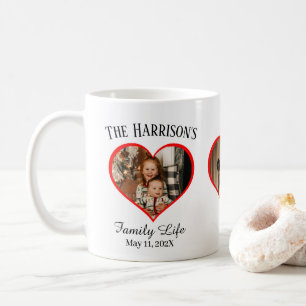 Caneca De Café Foto da Família de Formas Cardíacas Memórias Doce