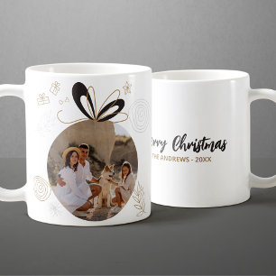 Caneca De Café Foto da família de Natal minimalista moderna