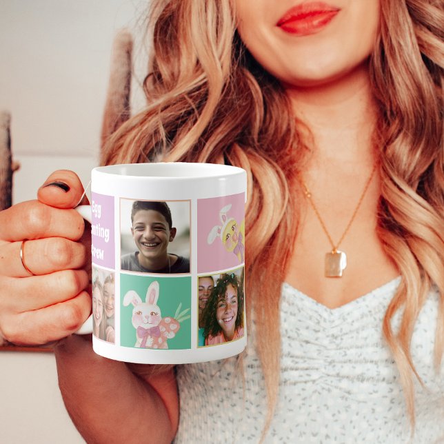Caneca De Café Foto da família de páscoas de caça ao ovo (Criador carregado)